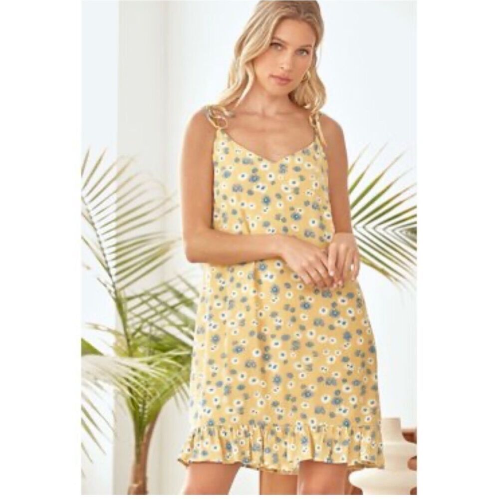 0027 ANDRÉE BY UNIT Yellow Floral Sleeveless Dress